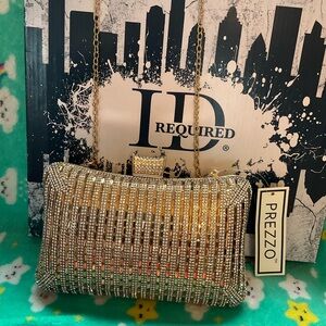Gold and Silver Crystal Fringe Clutch